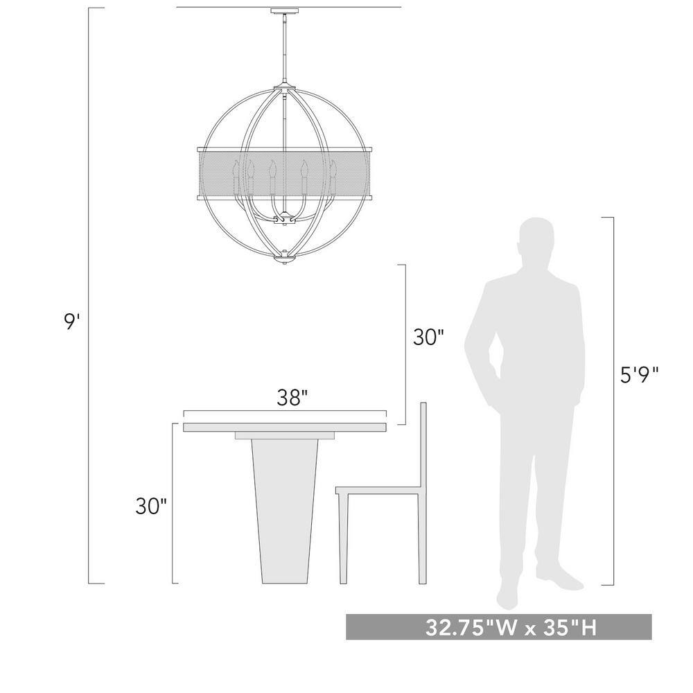 Olympic Gold 33" Industrial 9-Light Chandelier