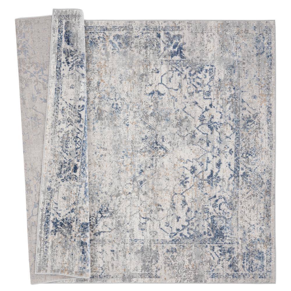 Austin Blue Polyester and Jute Stain-Resistant Runner Rug 2'7" x 7'4"