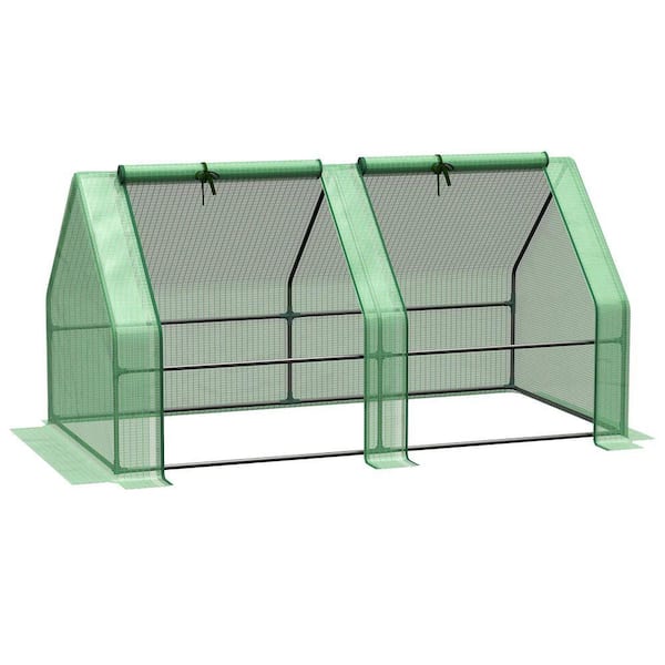 Portable Series Assembled Dimensions: 3 ft. x 6 ft. x 3 ft. PE Cover Steel Frame Green Greenhouse
