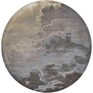 Twilight Storm 8 ft. x 8 ft. Nature-inspired Contemporary Round Area Rug