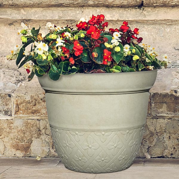 12.5 in. Clover River Stone Resin Planter