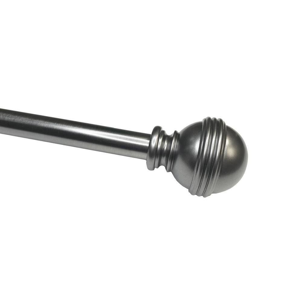 Versailles Adjustable Slate Steel Curtain Rod with Finial 36"-72"