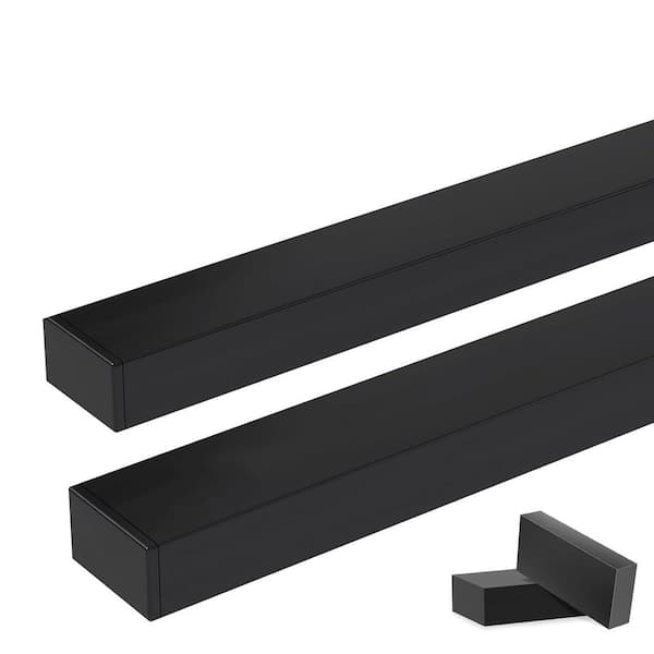 Stainless Steel T304 Black 6 ft. 6 in. Handrail with Extension Connectors End Cap Kits for Cable Stair Railing 2-Pack