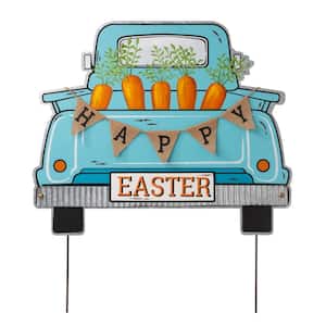 26 in. H Easter Metal Truck Yard Stake or Wall Decor or Standing Decor (KD, 3 Functions)
