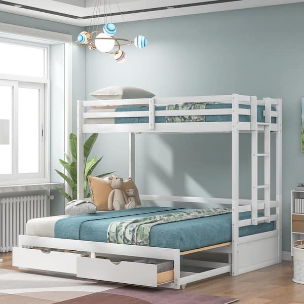 Bright Designs White Twin Over, King Over King Bunk Bed