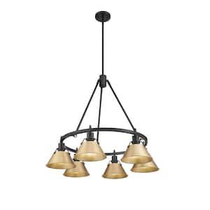 Orwell 6-Light Matte Black and Brushed Champagne Bronze Chandelier