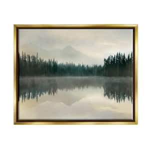 Foggy Lake Forest Landscape Soft Water Reflection by Danita Delimont Floater Frame Nature Wall Art Print 25 in. x 31 in.