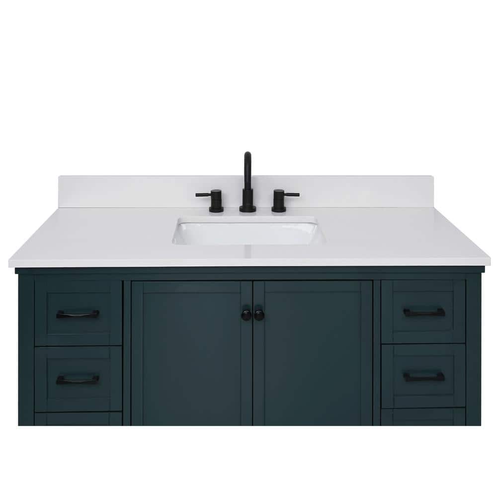 49'' Everest White Quartz Single Sink Bathroom Vanity Top