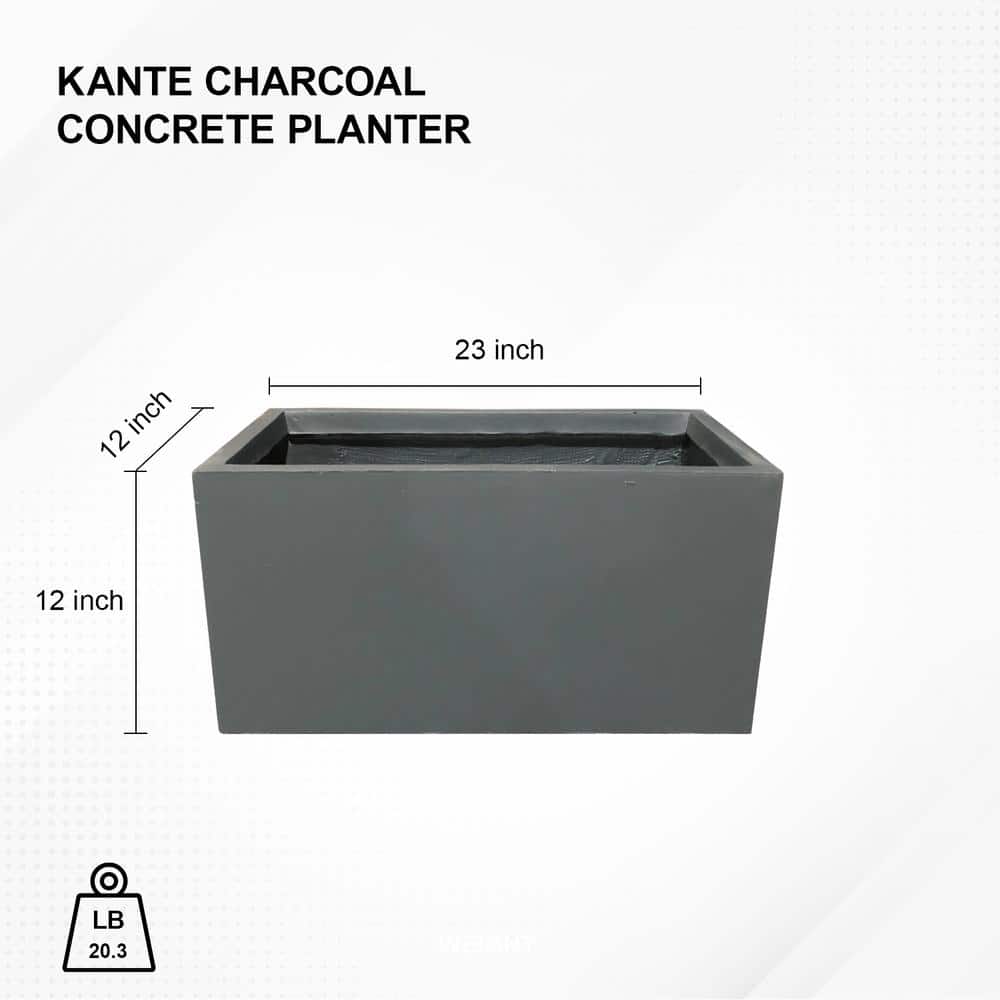Charcoal Gray 27" Lightweight Concrete Rectangular Planter