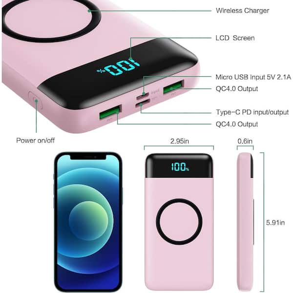 Wireless Charger Portable Battery, Pink Mobile Accessories - EB
