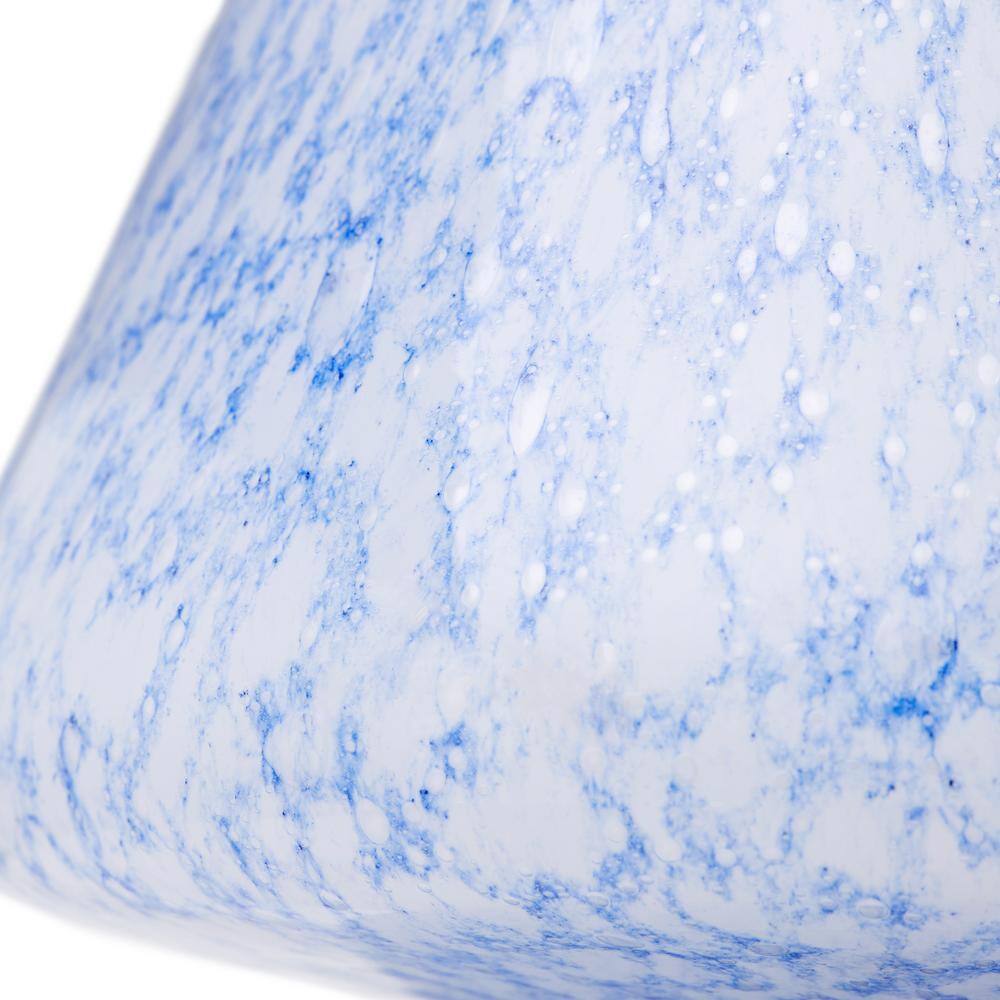 Serena 8.75 in. Blue and White Glass Mushroom Accent Lamp