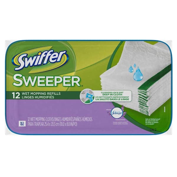 Swiffer Sweeper Wet Cloth Refills with Febreze Lavender Vanilla and Comfort Scent (12-Pack)