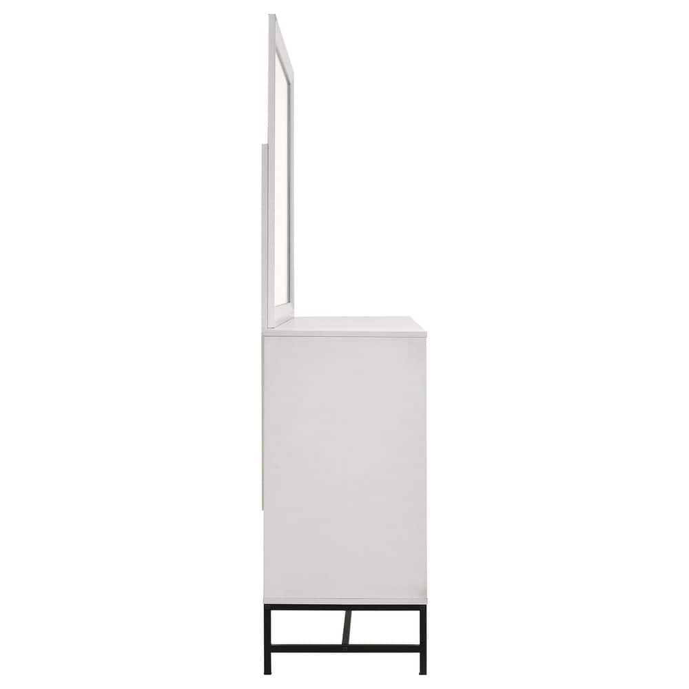 Sonora White 6-Drawer Dresser with Mirror and Black Hardware