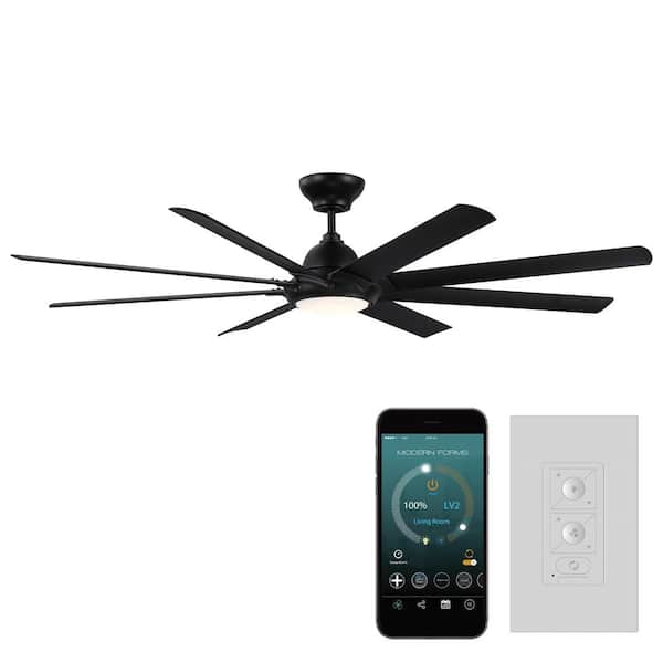 Modern Forms Hydra 80 in. 3000K Integrated LED Indoor/Outdoor Matte Black Smart Ceiling Fan with Light Kit and Wall Control