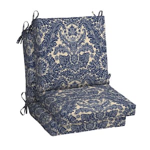 20 in. x 17 in. One Piece Outdoor Dining Chair Cushion in Chelsea Damask (2-Pack)