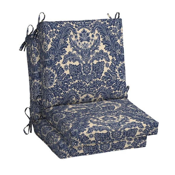 Hampton Bay 20 in. x 17 in. One Piece Outdoor Dining Chair Cushion in Chelsea Damask (2-Pack)