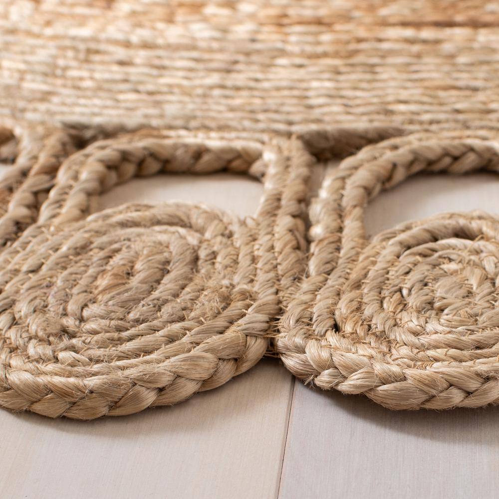 Handwoven Natural Jute Round Area Rug with Looped Edge