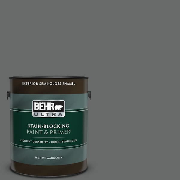 BEHR ULTRA 1 gal. #BXC-63 Molten Lead Semi-Gloss Enamel Exterior Paint & Primer