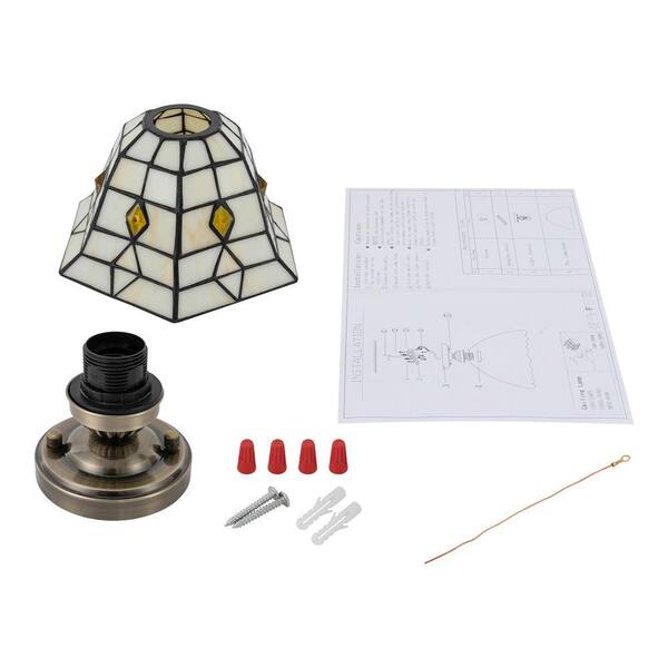 OUKANING 7.87 in. 1-Light Copper Vintage Semi-Flush Mount Ceiling