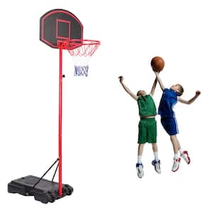 5.2 ft. to 7.2 ft. H Adjustable Steel Tube Portable Basketball Hoop with Wheels