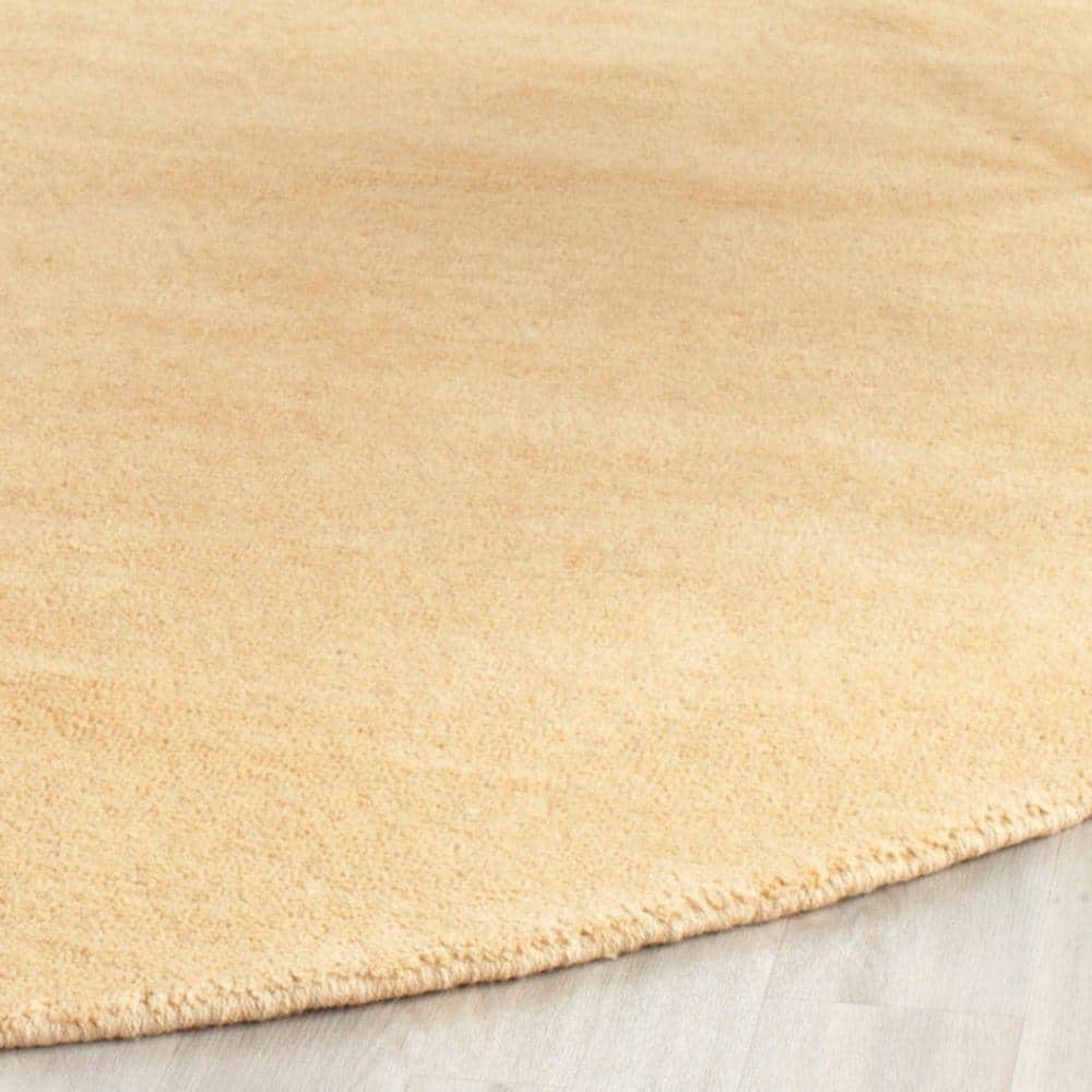 Beige Round Hand-Tufted Wool Area Rug, 6'