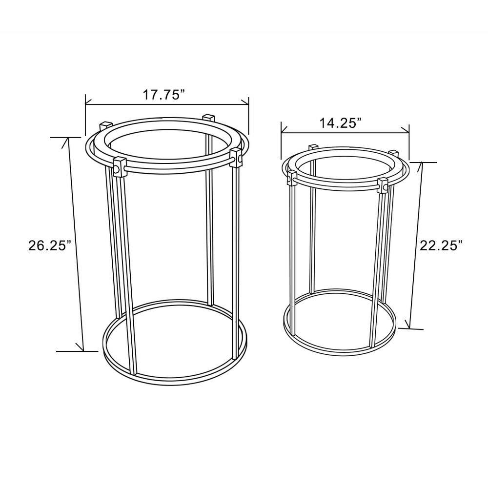 LuxenHome 2-Piece Black Metal and Glass Round Accent Tables