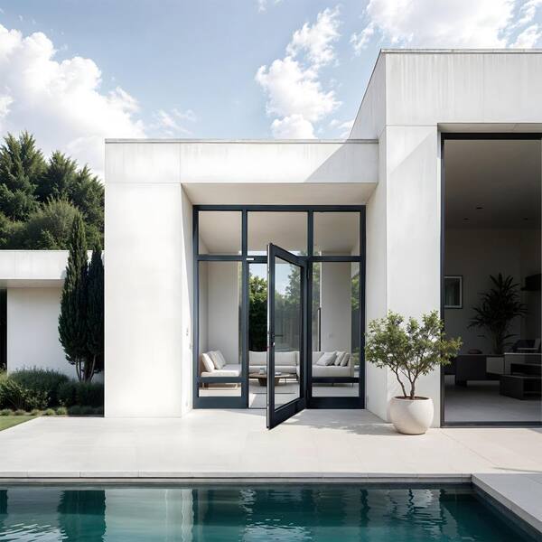 TEZA DOORS Teza French Door 37.5 in. x 96 in. Matte Black Aluminum