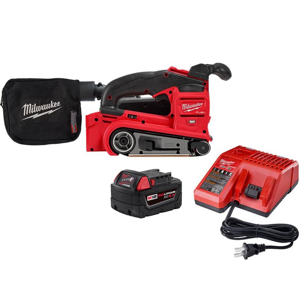 Milwaukee M18 FUEL 18-Volt Lithium-Ion Cordless Belt Sander with One 5.0 Ah  Battery and Charger 2832-20-48-59-1850 The Home Depot