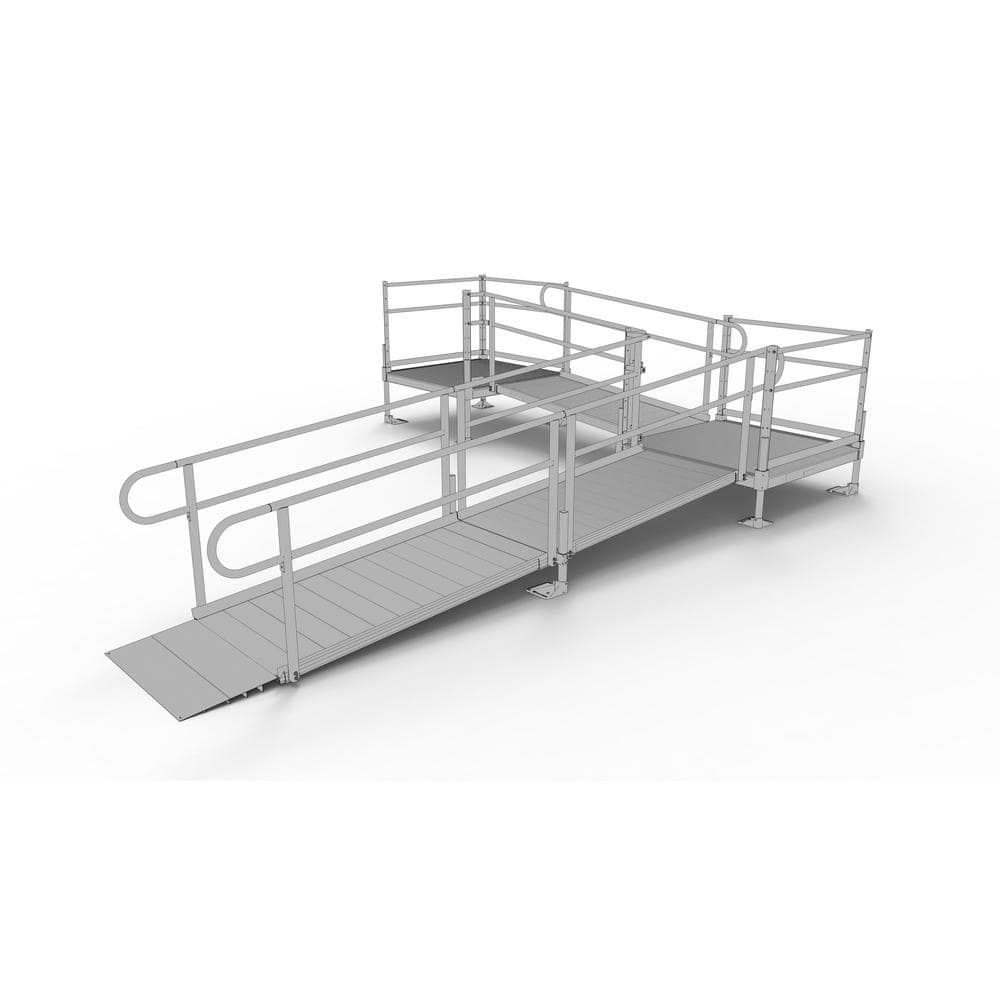 Ez Access Pathway Ft L Shaped Aluminum Wheelchair Ramp Kit With Solid Surface Tread Line