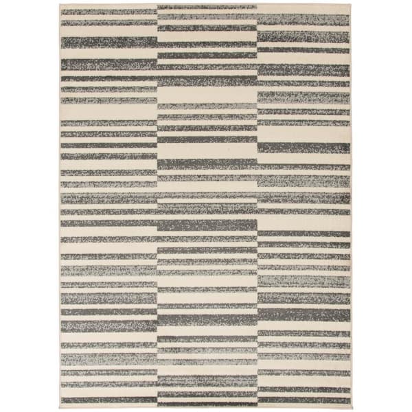 Tecopa Varonika Gray 9 ft. 10 in. x 12 ft. 10 in. Abstract Polypropylene Indoor/Outdoor Area Rug