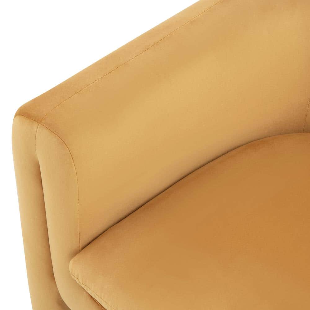 Laylette Plush Pumpkin Orange Velvet Wood Accent Chair