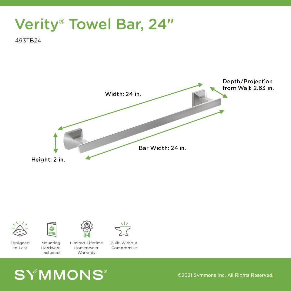 Verity 24" Polished Chrome Wall Mounted Towel Bar
