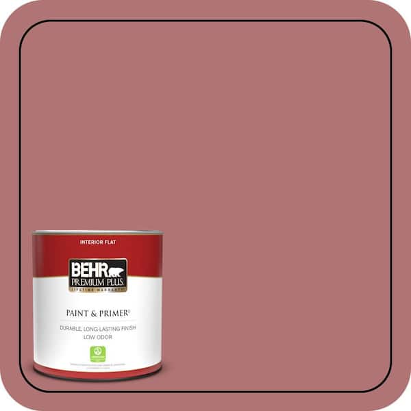 BEHR PREMIUM PLUS 1 qt. #S140-5 Red Gerbera Flat Low Odor Interior Paint & Primer
