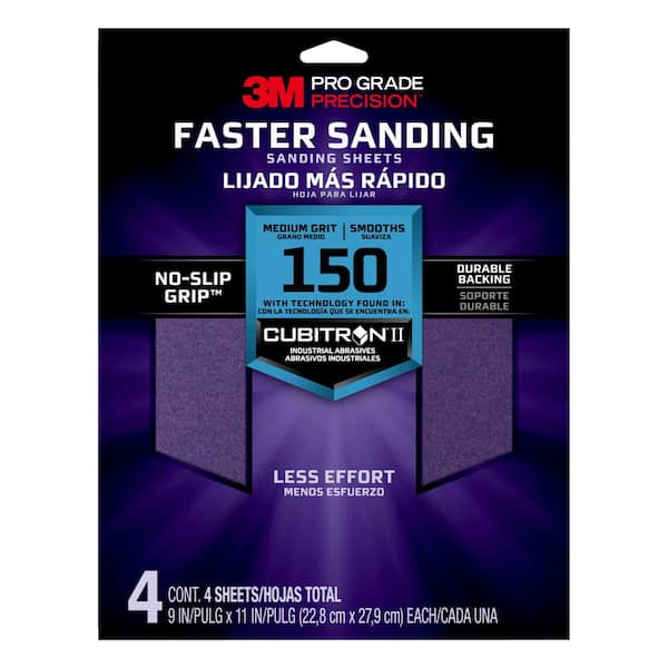 3M Pro Grade Precision 9 in. x 11 in. 150 Grit Medium Advanced Sanding Sheets (4-Pack)