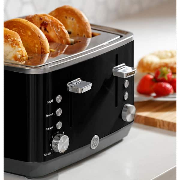 GE 4-Slice 1500 watt Black Toaster with 7 Shade Settings