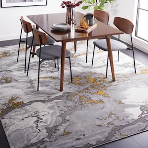 Craft Gray/Yellow 11 ft. x 14 ft. Marbled Abstract Area Rug