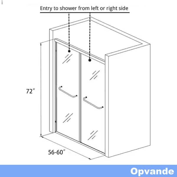 56-60 in. W x 72 in. H Sliding Framed Shower Door in Brushed Gold with 5/16 in. (8 mm) Tempered Clear Glass