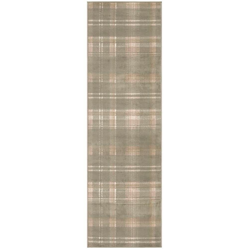 Grafix Olive 2 ft. x 6 ft. Plaid Contemporary Runner Area Rug price history on PriceWatchPro
