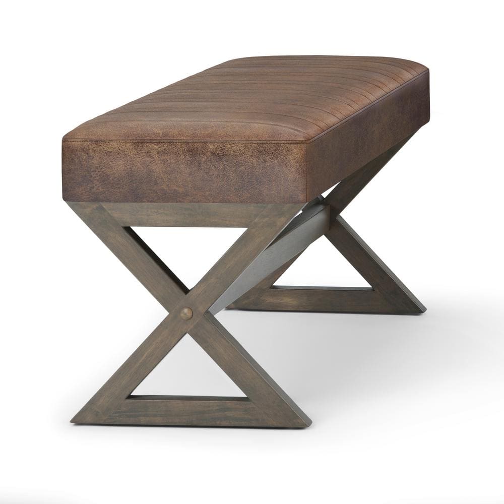 Salinger 48" Chestnut Brown Faux Leather Ottoman Bench