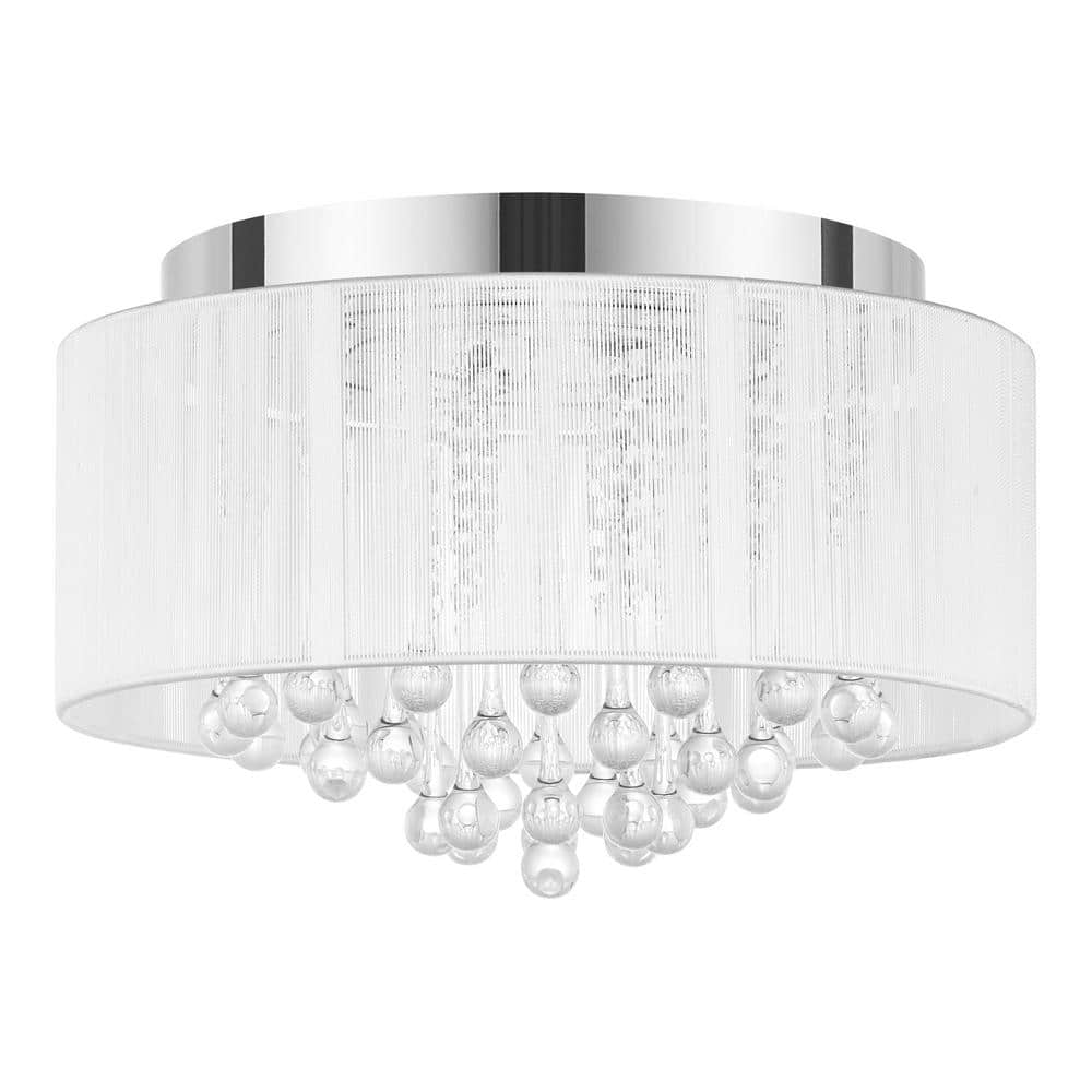 Home Decorators Collection Flenniken 15 in. Integrated LED Chrome and Crystal Flush Mount Ceiling Light Fixture