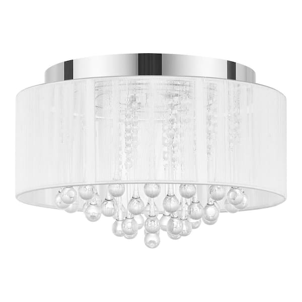 15 in. Integrated LED Chrome and Crystal Flush Mount Ceiling Light Fixture