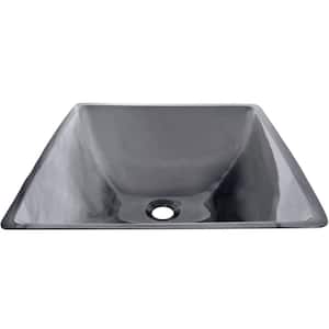 Quadrato Glass Square Bathroom Vessel Sink in Clear Gray