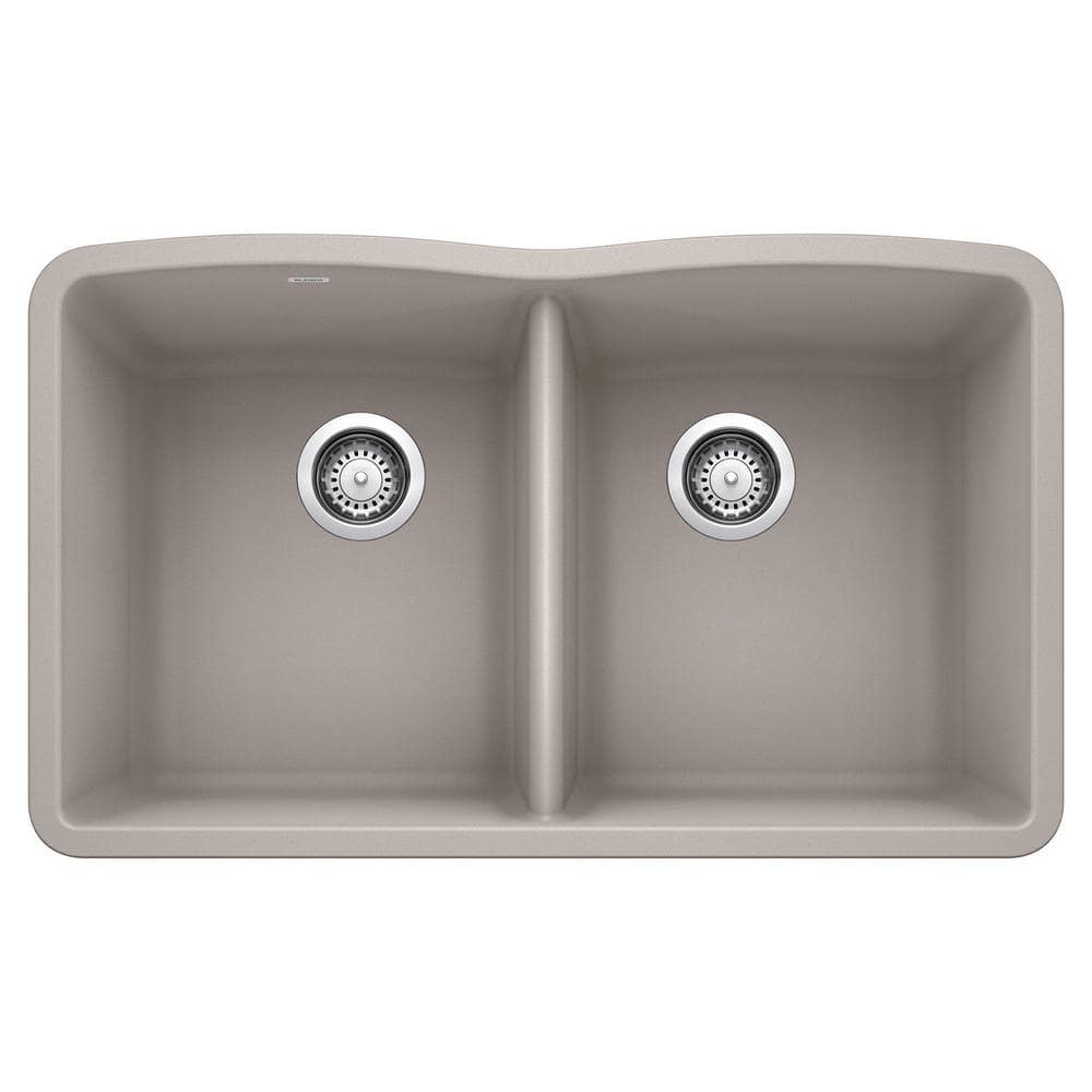Blanco 440185 Diamond 32  Undermount Double Basin Silgranit Kitchen Sink - Grey