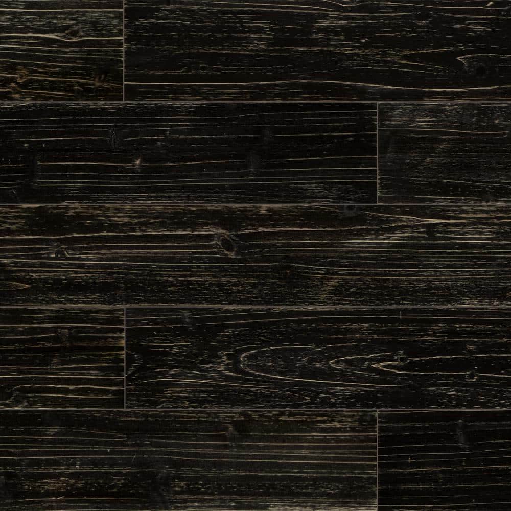 Charcoal Black Solid Pine Wood Wall Planks Set