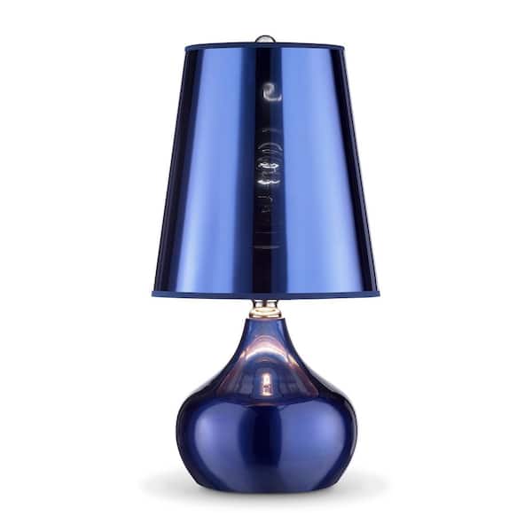 Unbranded 18 in. Luster Sapphire Blue Touch-On Table Lamp