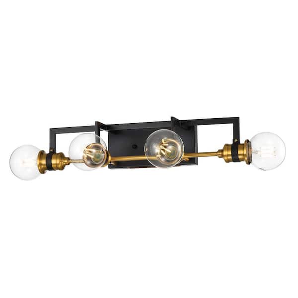 Edvivi 31 in. 4 Light Oil Rubbed Bronze and Antique Gold Vanity Light