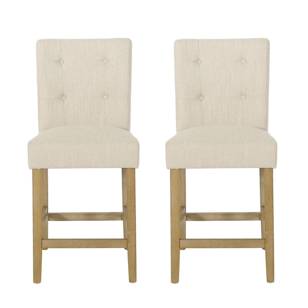 Beige and Weathered Brown High Back Counter Stools Set