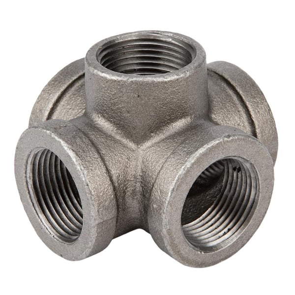 STZ 3/4 in. 5-Way Black Iron Cross with Side Outlet Fitting