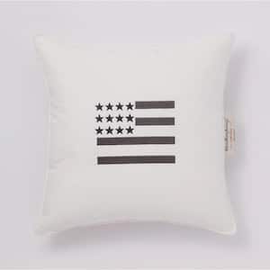 Weatherproof Vintage American Flag Cotton 18 in. x 18 in. Throw Pillow