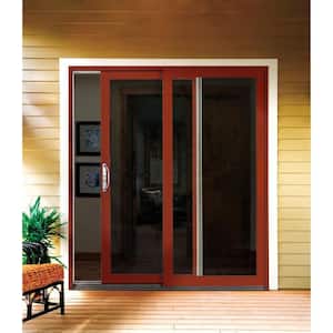 72 in. x 80 in. W-2500 Contemporary Bronze Clad Wood Left-Hand Full Lite Sliding Patio Door w/Unfinished Interior